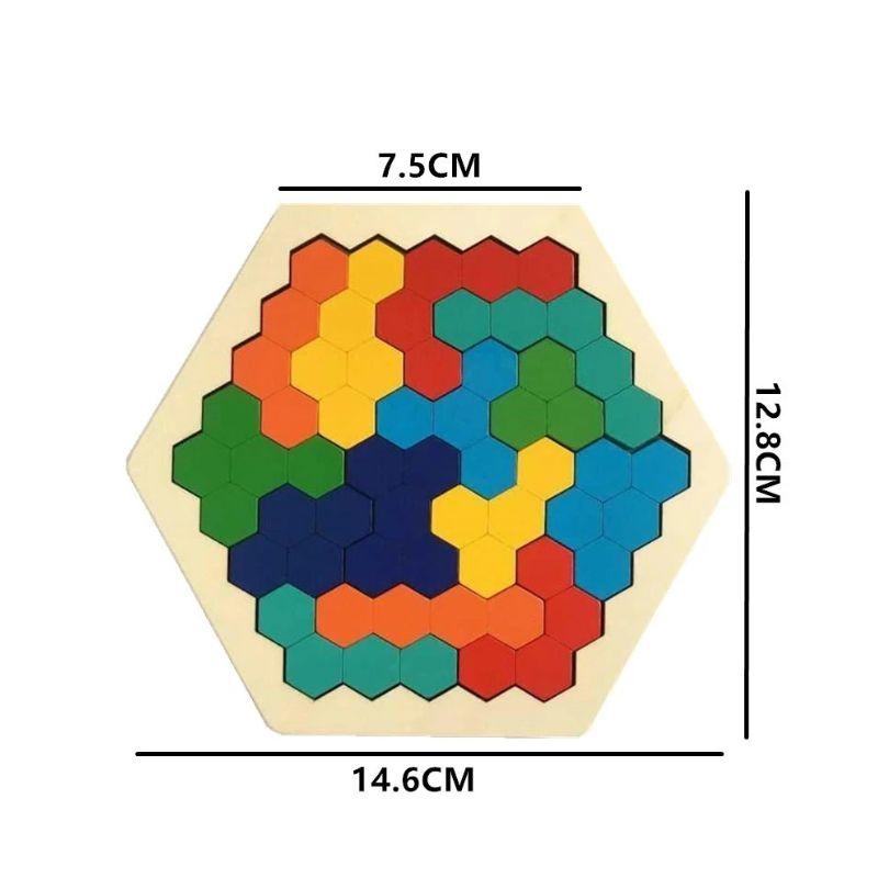 Quebra Cabeça Infantil de Madeira Hexagonal Montessori