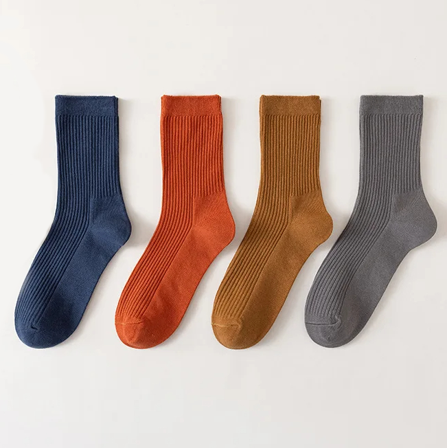 5 Pares de Meias Coloridas Cano Médio de Algodão Puro