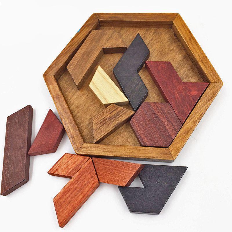 Quebra Cabeça Infantil de Madeira Hexagonal Montessori